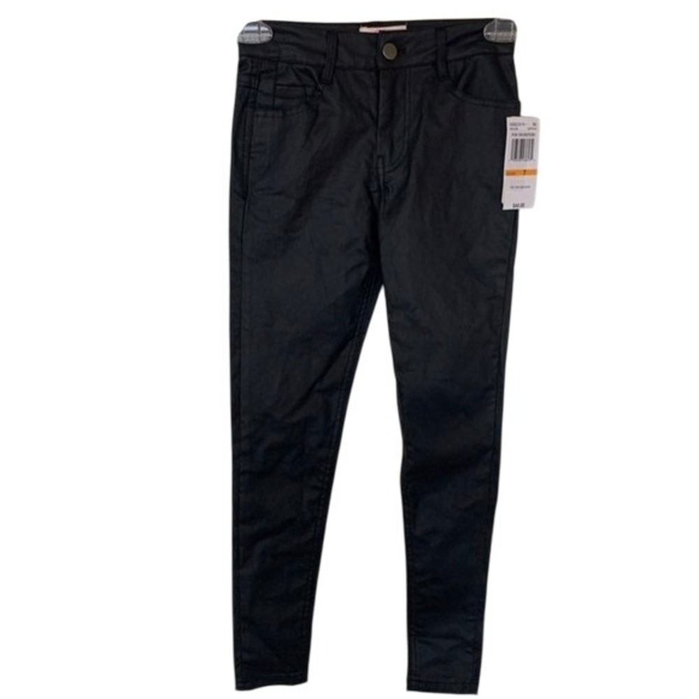 GB Girls Pants Sz 7 NWT Black Leather Like Zipper Front